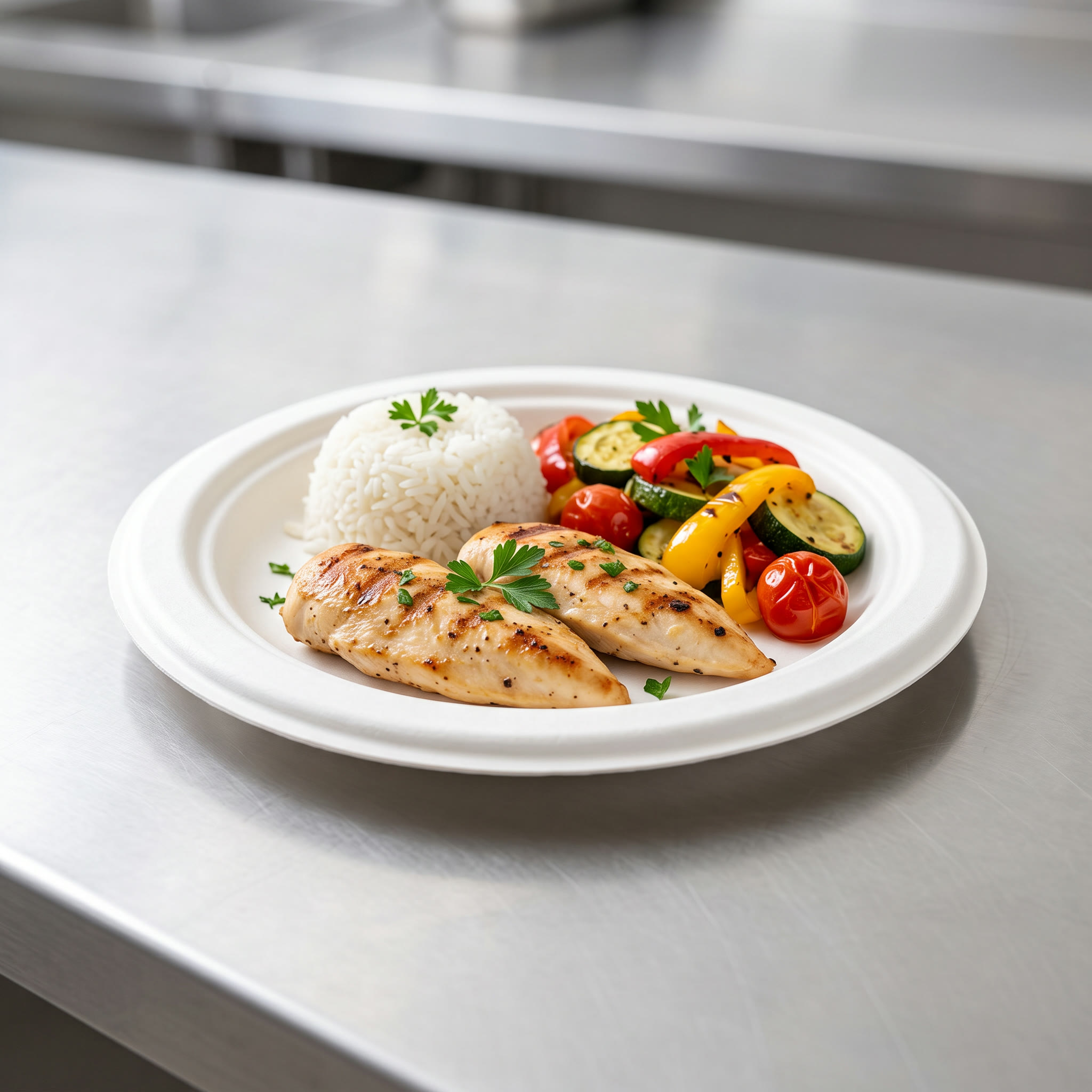 bagasse 7 round plate, lifestyle product photo