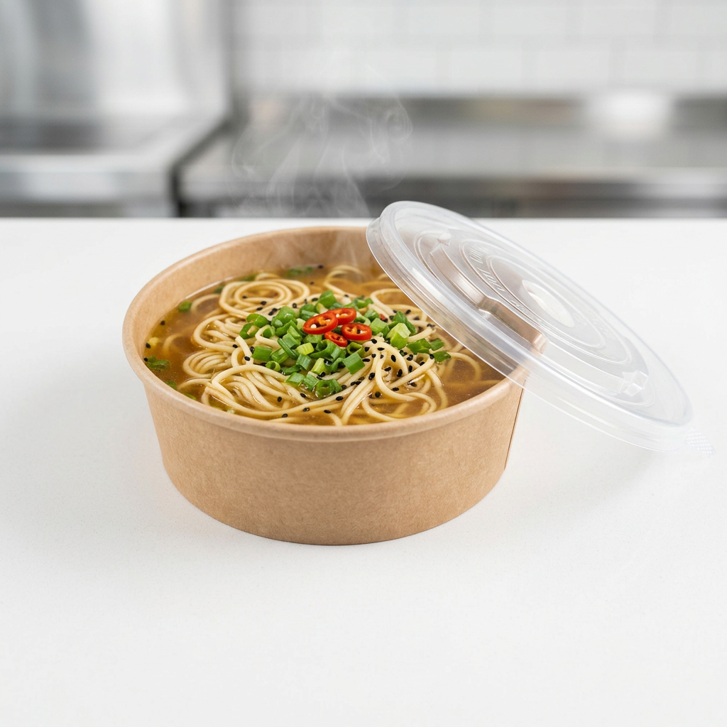 kraft paper food bowls 500cc, lifestyle product photo