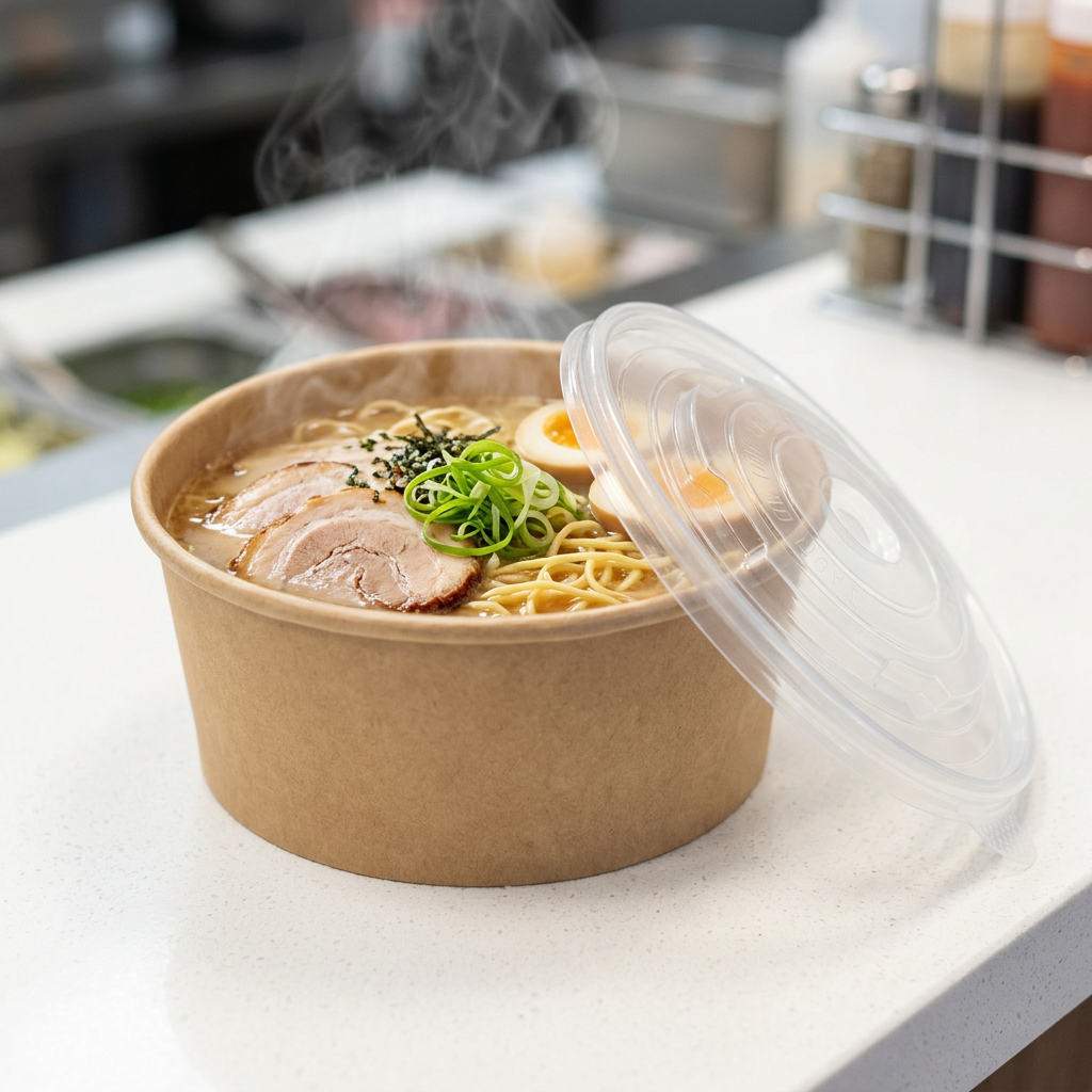kraft paper food bowls 750cc, lifestyle product photo