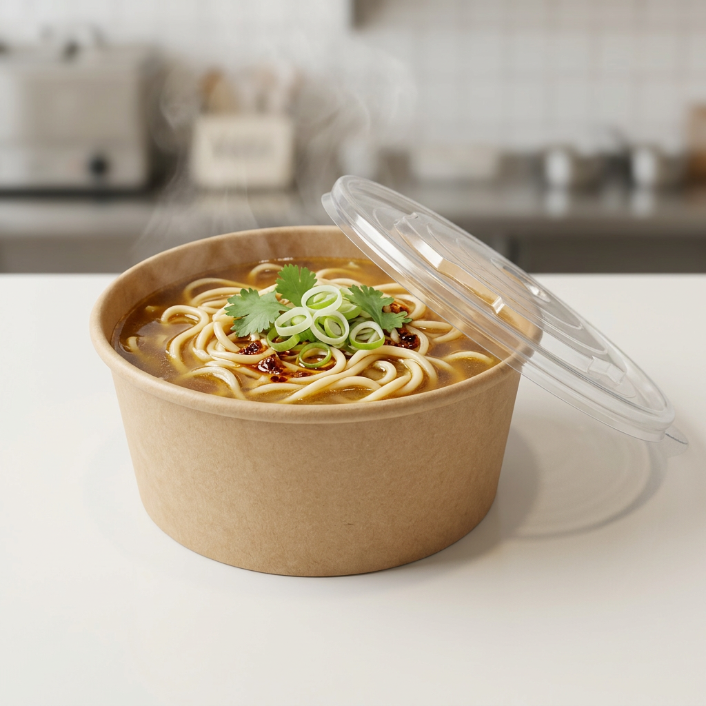 kraft paper food bowls 1000cc, lifestyle product photo