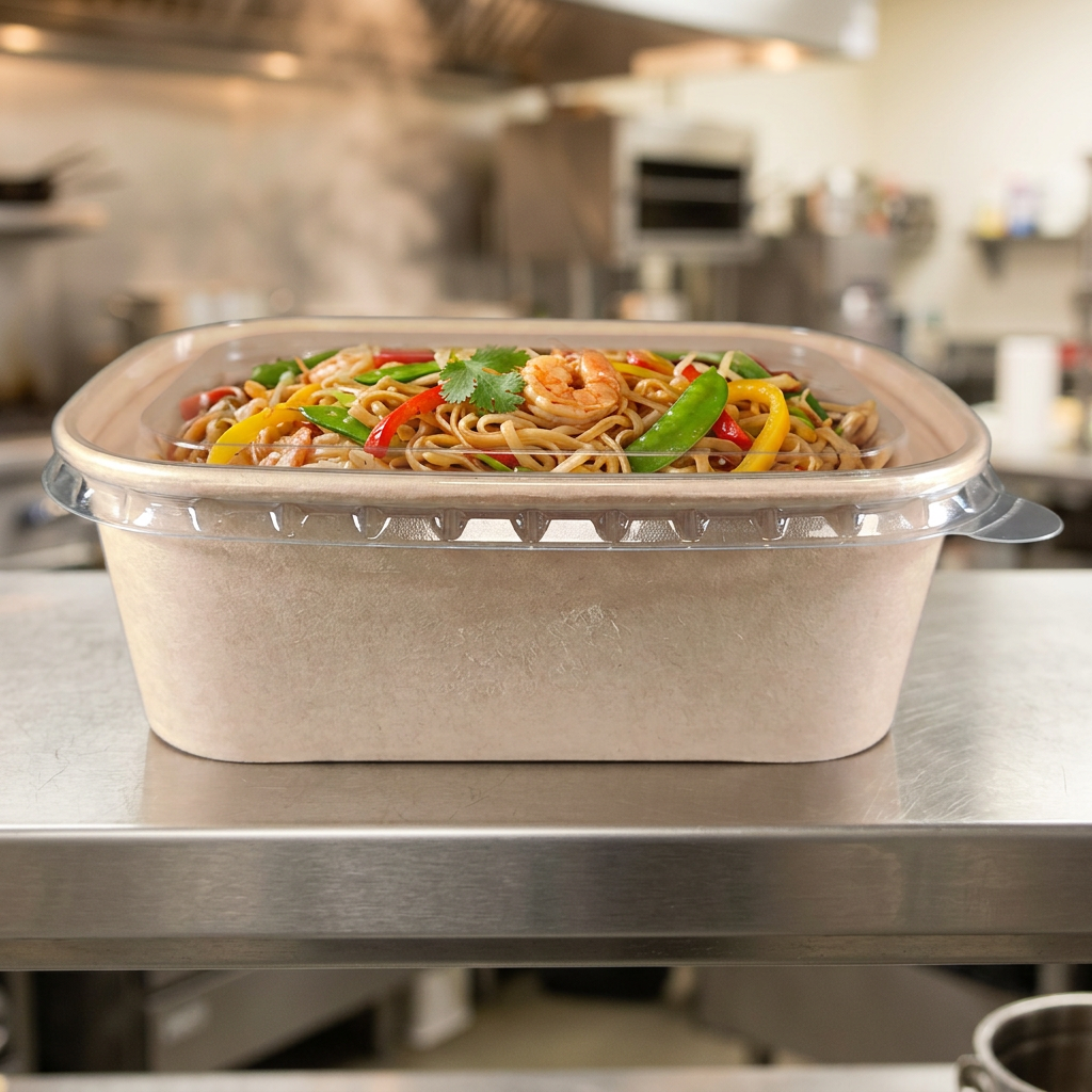 kraft paper food rectangular box 750cc, lifestyle product photo