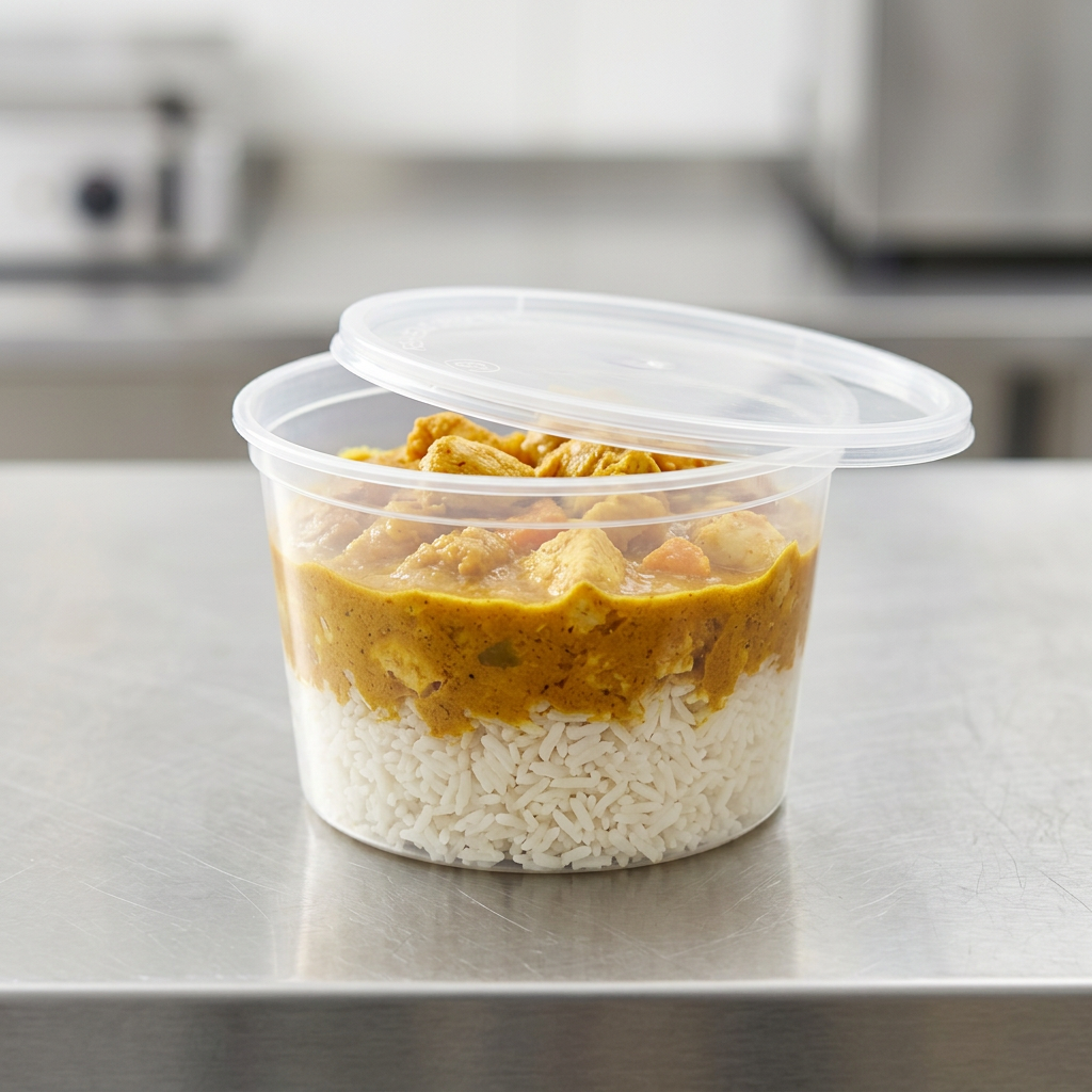 30oz round food container, lifestyle product photo